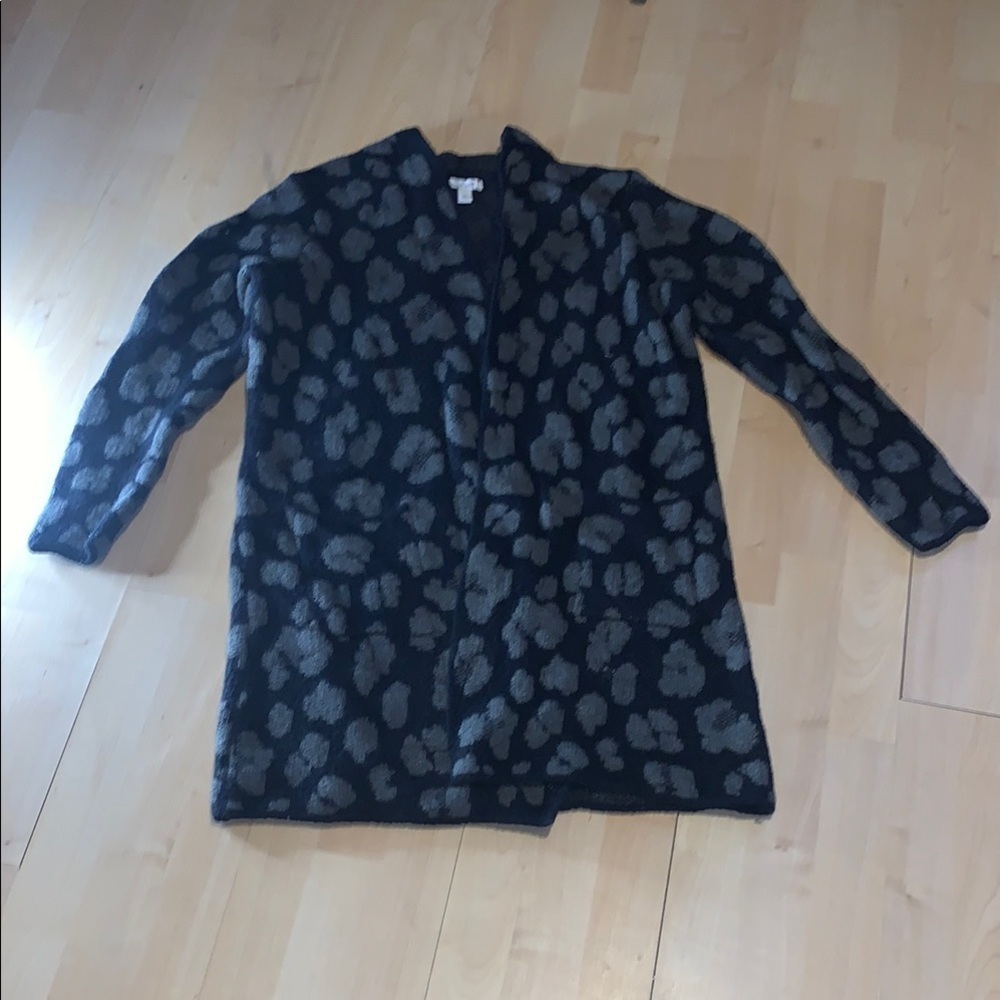 Nine West Black and Gray Leopard Print Cardigan
